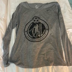 Grey Nike ECNL soccer dry fit long sleeve t shirt